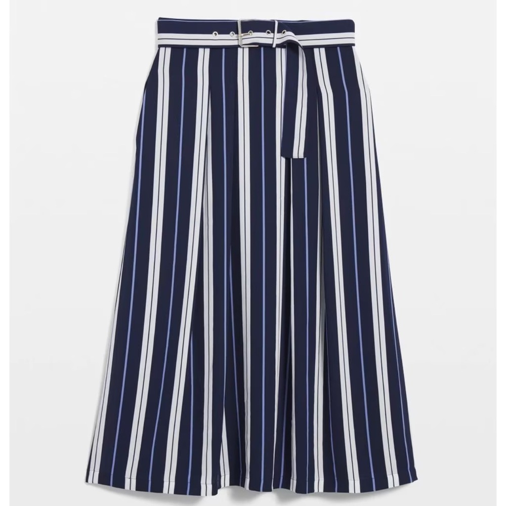 White House Black Market Navy and White Striped Skirt